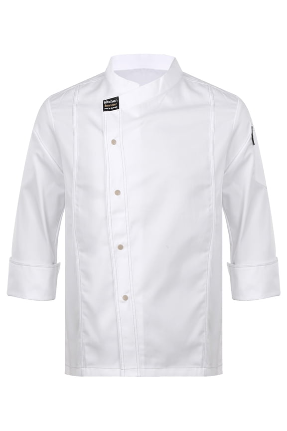 Mens Chef Coat Jacket Hotel Restaurant Kitchen Work Wear Cooking Baking Uniform White Long Sleeve M