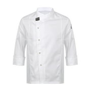 YIZYIF Mens Chef Coat Jacket Hotel Restaurant Kitchen Work Wear Cooking Baking Uniform White Long Sleeve M