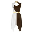 thumbnail image 1 of YIZYIF Womens Cutout Back Worship Praise Dance Costume Dress Sleeveless Contrast Color Irregular Hem Dress Dancewear A Brown&White S, 1 of 5