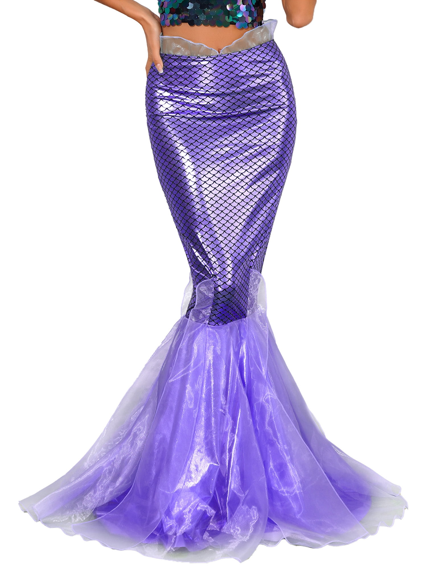 YIZYIF Womens Halloween Mermaid Maxi Skirt Cosplay Party Fancy Dress Shiny Fishtail Long Skirt Green L Walmart