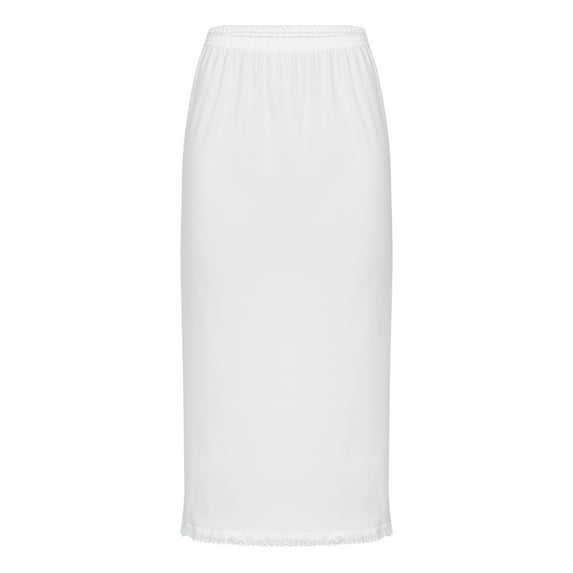 YIZYIF Womens High Waist Half Slip Underskirt Lace Floral Hem A Line Petticoat Skirt White-B One Size