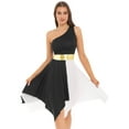 thumbnail image 1 of YIZYIF Womens Liturgical Praise Lyrical Dance Costume Sleeveless Metallic Waistline Asymmetrical Dress Dancewear Black S, 1 of 7