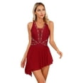 thumbnail image 1 of YIZYIF Womens Lyrical Dance Costume Halter Neck Sparkle Rhinestone Flowy Skirt Leotard Dress Ballet Modern Dancewear Burgundy-A S, 1 of 7