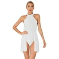 thumbnail image 1 of YIZYIF Womens Lyrical Dance Costume Halter Neck Sparkle Rhinestone Flowy Skirt Leotard Dress Ballet Modern Dancewear White XXL, 1 of 6