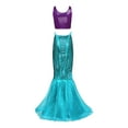 thumbnail image 1 of YIZYIF Womens Mermaid Costume Metallic Sleeveless Crop Top with Ruffled Fishtail Long Skirt Purple&Blue XL, 1 of 6