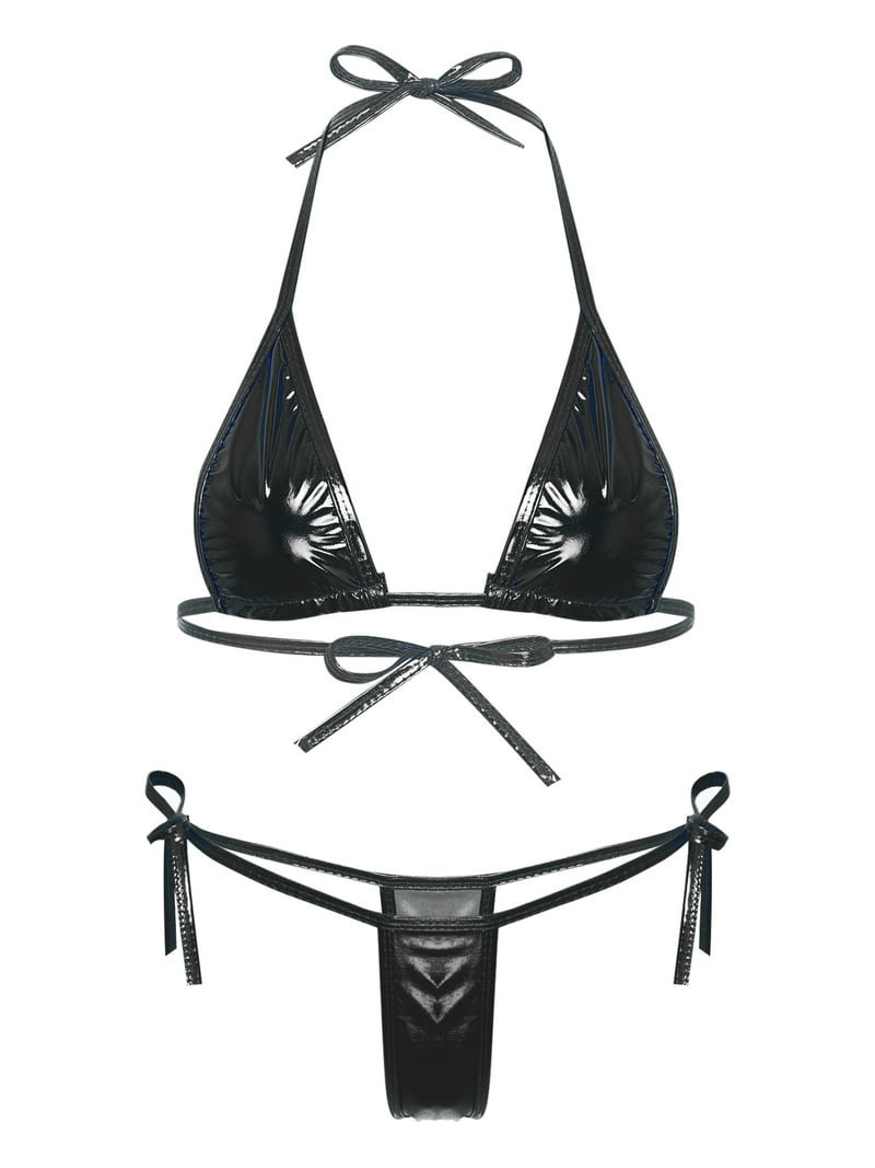 ビキニ AGNEL Jewelry Bikini Bra_Black YIZYIF Womens Metallic Bikini Set Halter Triangle Bra with