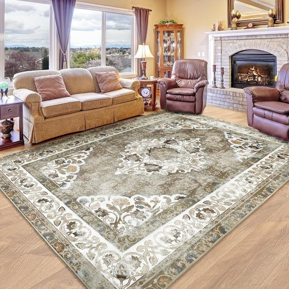 YJ.GWL Area Rugs Vintage Rug for Living Room Bedroom Indoor Mat Carpet Home Decor,4'x6',Beige