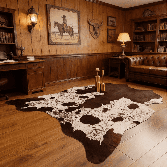 YJ.GWL Faux Cowhide Rug Cow Print Area Rugs Cow Hide Carpet for Bedroom Living Room Home Office Western Decor,2.3'x3.6',Brown