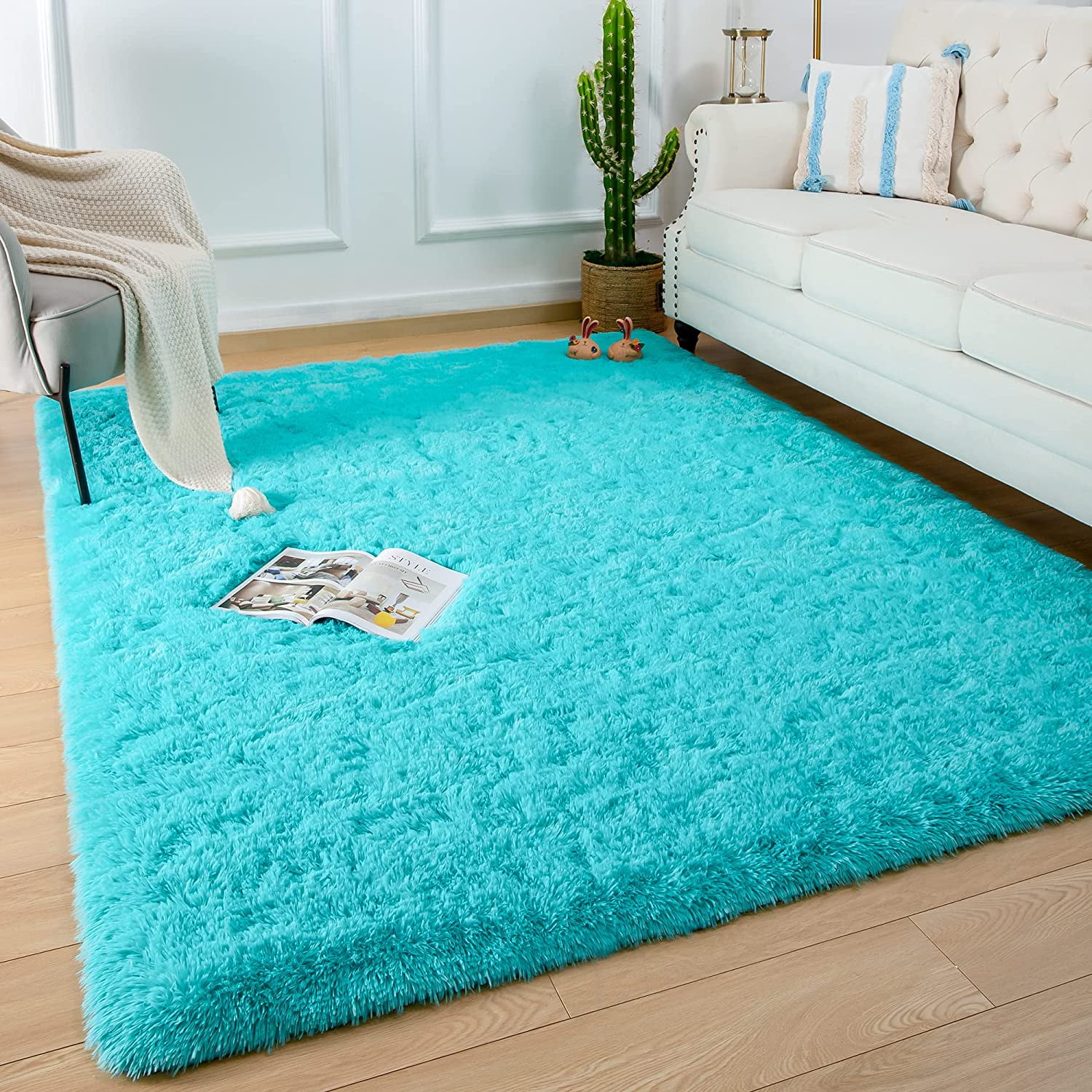 YJ.GWL Fluffy Area Rugs for Bedroom Soft Shaggy Rug for Living Room