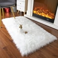 thumbnail image 1 of YJ.GWL Fluffy Faux Sheepskin Plush Area Rug Soft Fuzzy Rugs Floor Carpet for Bedroom Living Room,2'x 4', White, 1 of 7