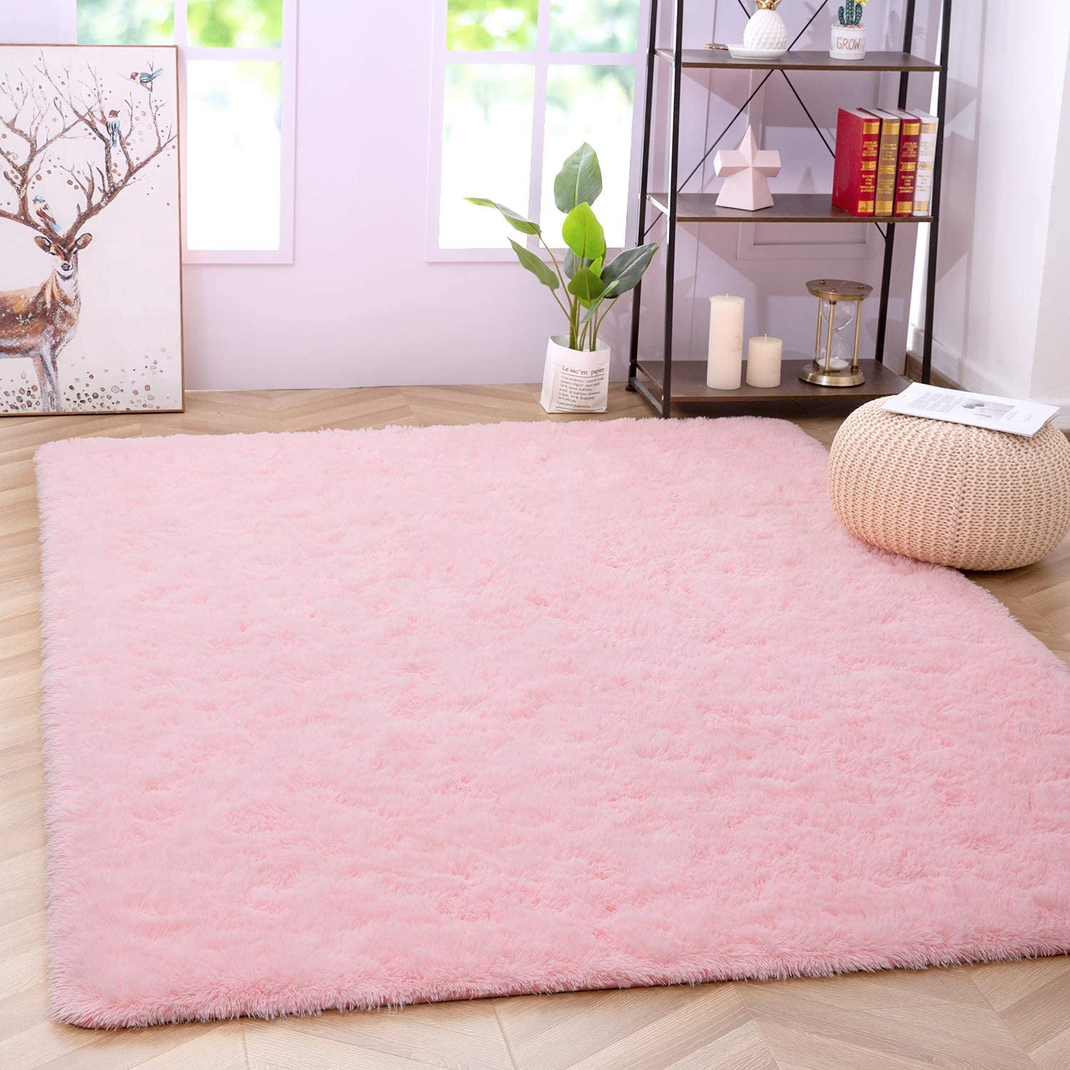 Slinx Soft Modern Pink Rugs Shaggy Fluffy Living Room Plush Carpets For  Children Bedroom Bed Floor Foot Mats Nursery Kids Play Rugs