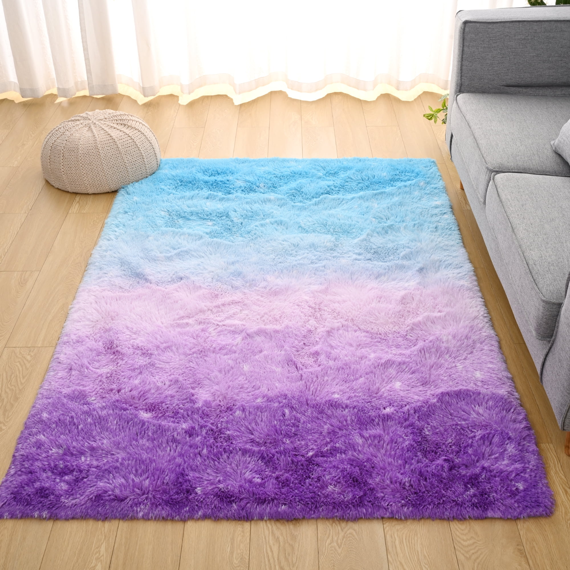 YJ.GWL Fluffy Soft Fuzzy Area Rugs Shag Rug Gradient Tie-dye Plush ...