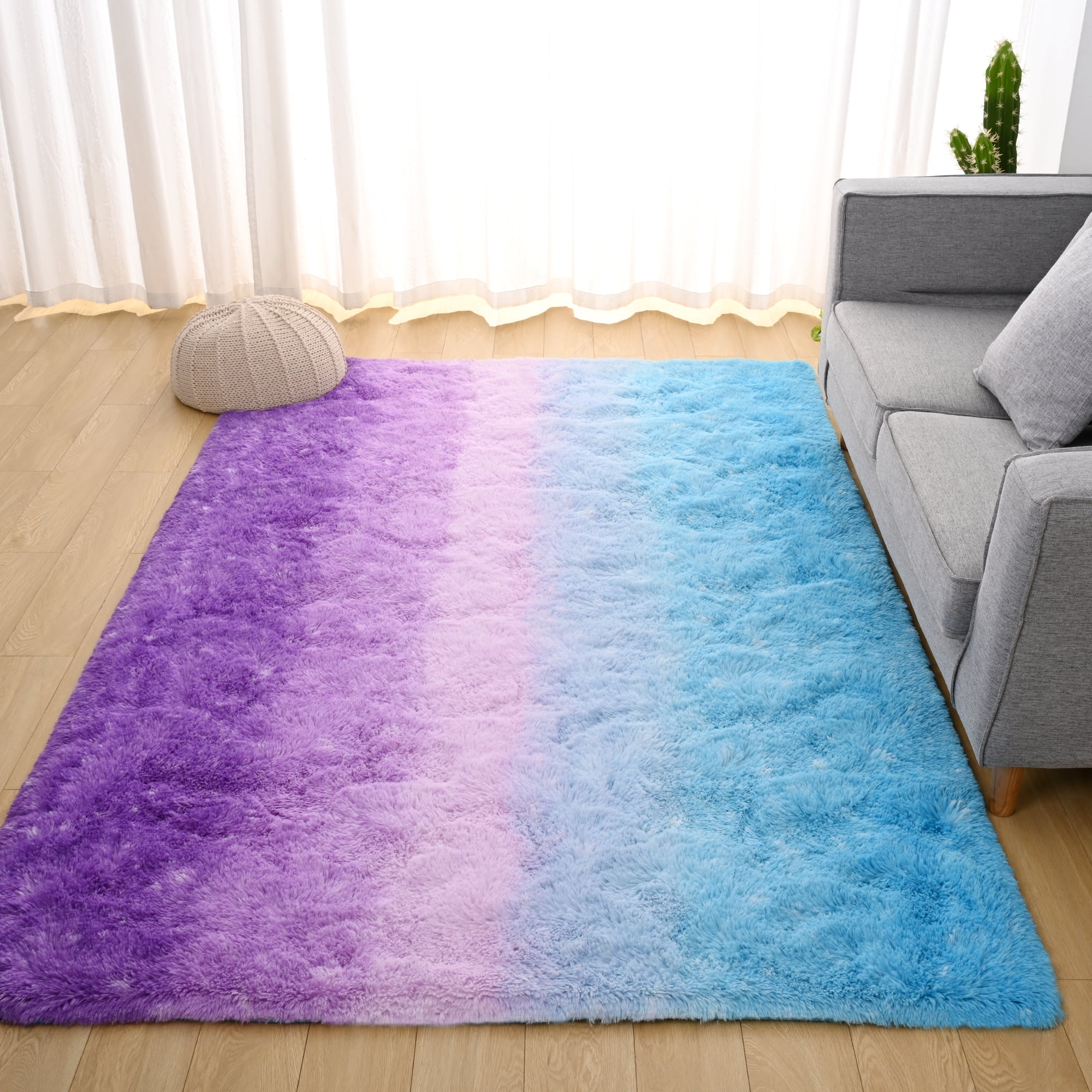 YJ.GWL Fluffy Soft Fuzzy Area Rugs Shag Rug Gradient Tie-dye Plush ...