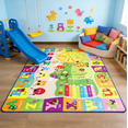 thumbnail image 1 of YJ.GWL Kids Educational Fun Rug Play Mat Soft Animal Learning Area Rugs Carpet for Children Room Bedroom Playroom,Green & Yellow,5x7 Feet, 1 of 7