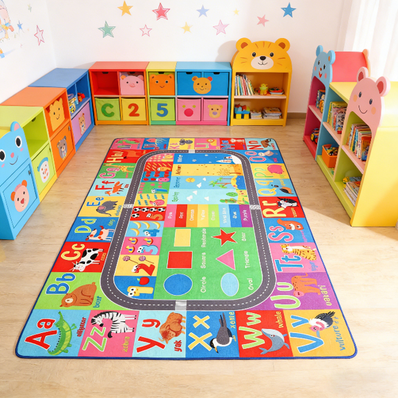 YJ.GWL Kids Play Rug ABC Educational Area Rug Learning Carpet for Children Play Mat for Bedroom Playroom Nursery,Colorful,3x5 Feet