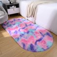 thumbnail image 1 of YJ.GWL Oval Bedside Colorful Rainbow Rugs for Bedroom Fluffy Area Rug for Living Room Fuzzy Cute Nursery Carpet Home Decor,2.6'x5.3',Rainbow Hot Pink, 1 of 6