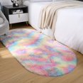 thumbnail image 1 of YJ.GWL Oval Bedside Colorful Rainbow Rugs for Bedroom Fluffy Area Rug for Living Room Fuzzy Cute Nursery Carpet Home Decor,,2.6'x5.3',Rainbow, 1 of 6