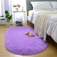 thumbnail image 1 of YJ.GWL Oval Fluffy Carpets Modern Plush Shaggy Area Rug Nursery Bedside Rugs for Bedroom Living Room Home Decor Mats,2.6 x 5.3ft,Purple, 1 of 7