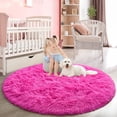 thumbnail image 1 of YJ.GWL Round Fluffy Area Rugs Fluffy Carpet Plush Rug for Living Room Bedroom Circular Fuzzy Mat, 6x6 Ft, Hot pink, 1 of 7