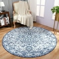 thumbnail image 1 of YJ.GWL Round Rugs Soft Vintage Circle Area Rug Low-Pile Floor Carpet for Living Room Bedroom Nursery Bathroom Kitchen Indoor,4Ft,Blue, 1 of 7