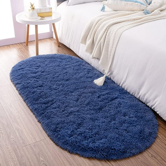 YJ.GWL Soft Area Rug Fluffy Carpets Plush Rugs for Living Room Bedroom Kids Room Mat,2.6'x5.3',Light Navy