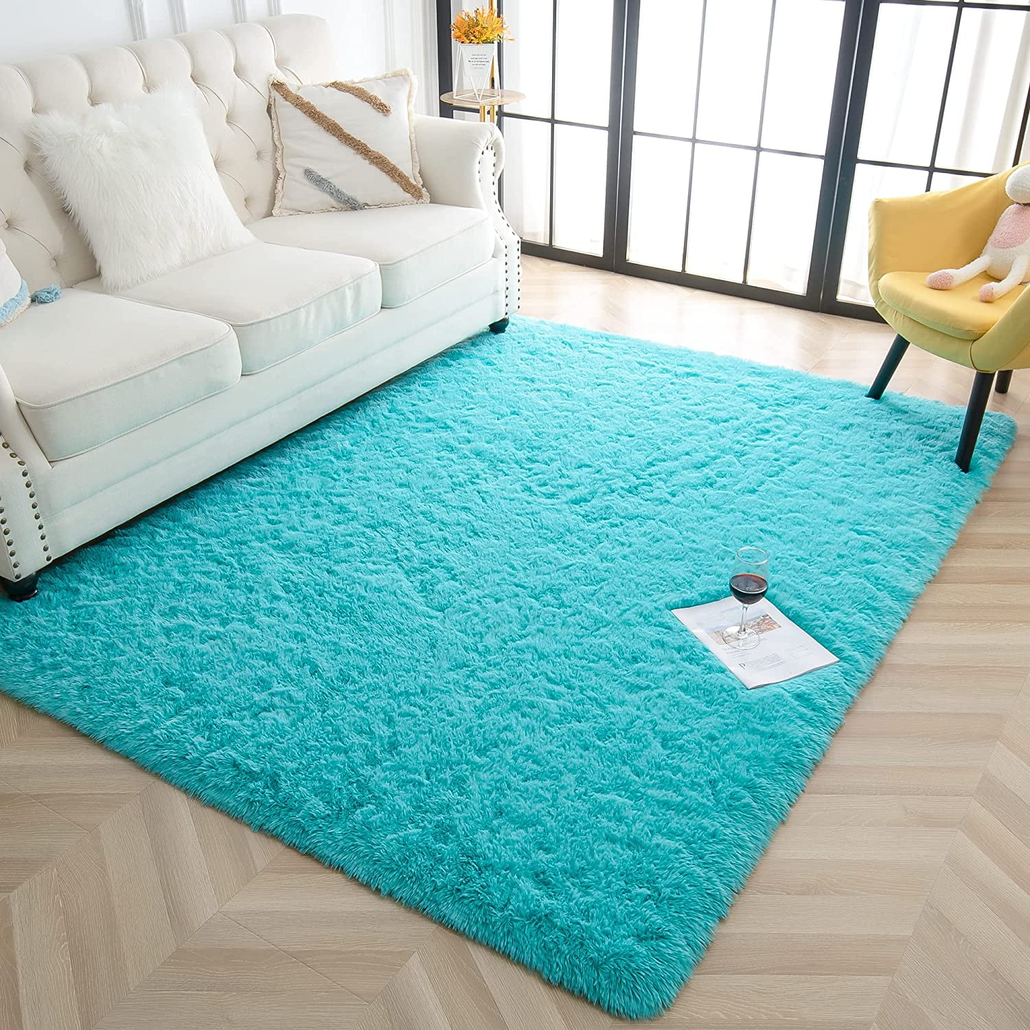 YJ.GWL Soft Area Rugs Fluffy Shaggy Plush Rug Carpet for Living Room Bedroom Nursery Playroom