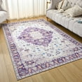 thumbnail image 1 of YJ.GWL Soft Boho Area Rug Vintage Floral Print Rugs Low-Pile Accent Carpets for Living Room Bedroom Home Decor,4'X6',Purple, 1 of 7
