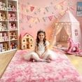 thumbnail image 1 of YJ.GWL Soft Fluffy Area Rugs Tie-Dye Shaggy Rug Colorful Plush Carpet for Bedroom Living Room Kids Home Decor Fuzzy Carpets,5'x8',Pink, 1 of 9