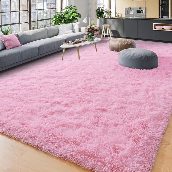YJ.GWL Soft Fluffy Bedroom Rugs Shaggy Plush Area Rug for Living Room Home Decor Floor Carpet, 6'x9',Pink