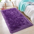 thumbnail image 1 of YJ.GWL Soft Fluffy Rugs Faux Sheepskin Area Rug for Living Room Bedroom Plush Carpet Nursery Floor Mat Home Decor,2'x4',Purple, 1 of 6