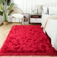 thumbnail image 1 of YJ.GWL Soft Fluffy Rugs Faux Sheepskin Area Rug for Living Room Bedroom Plush Carpet Nursery Floor Mat Home Decor,4'x6',Red, 1 of 6