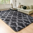 thumbnail image 1 of YJ.GWL Soft Geometric Rug Fluffy Area Rugs for Bedroom Living Room Shaggy Carpets Home Decor,3x5ft,Dark Gray, 1 of 7