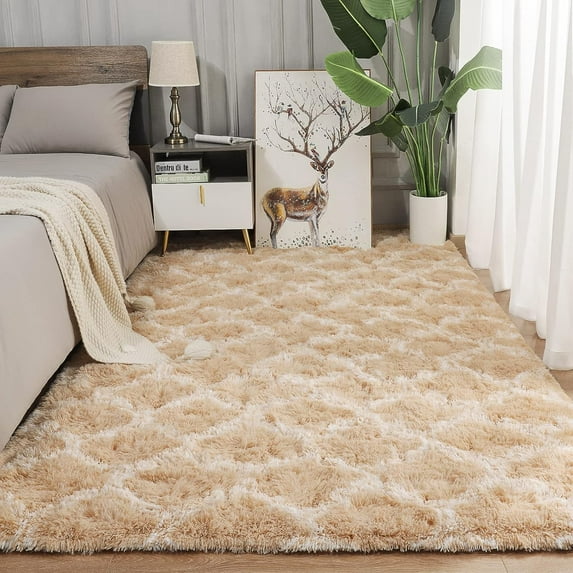 YJ.GWL Soft Geometric Rug Fluffy Area Rugs for Bedroom Living Room Shaggy Carpets Home Decor,3x5ft,White