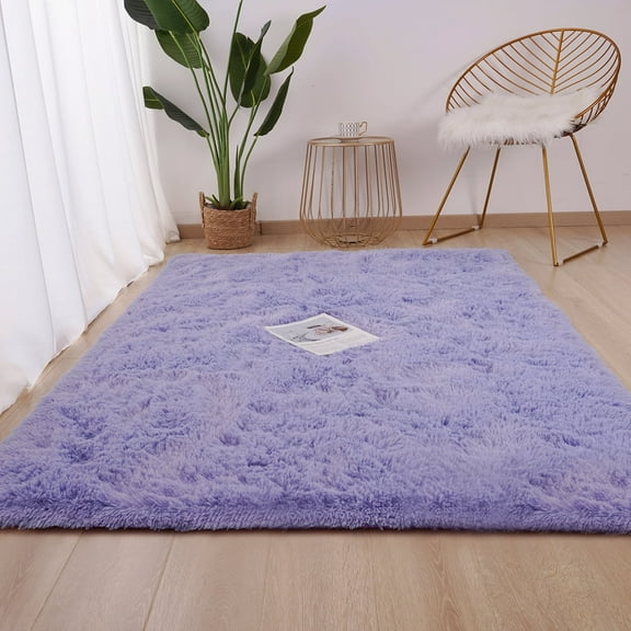 YJ.GWL Soft Shag Carpet Fluffy Rug for Living Room Bedroom Big Area Rugs Floor Mat Home Decor, 5'x8',Lavender Purple