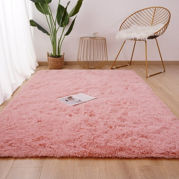 YJ.GWL Soft Shag Carpet Fluffy Rug for Living Room Bedroom Big Area Rugs Floor Mat Home Decor, 5'x8',Sakura Pink