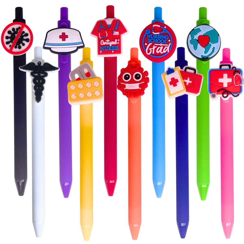 YJ PREMIUMS 10PC Nurse Pen Funny Cute Nursing Pens for Nurses CNA RN LPN MA NICU ICU Certified