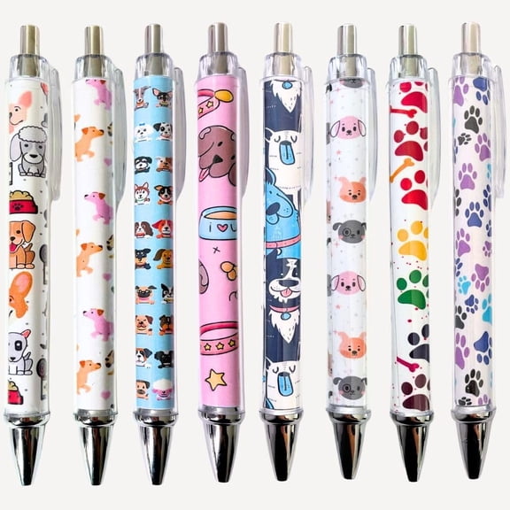 YJ PREMIUMS Dog Writing Pens Veterinary Ballpoint Ink Pen Set Puppy Paw Print for Dog Lovers 8 Pack