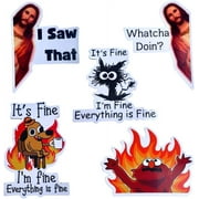 YJ Premiums 5pc Funny Magnets, Fun Cute Cool Meme Phrase Quote Word Magnet Set for Adults; Applicable on Fridge, Refrigerator & Car with Jesus I Saw That Gift Set(C)