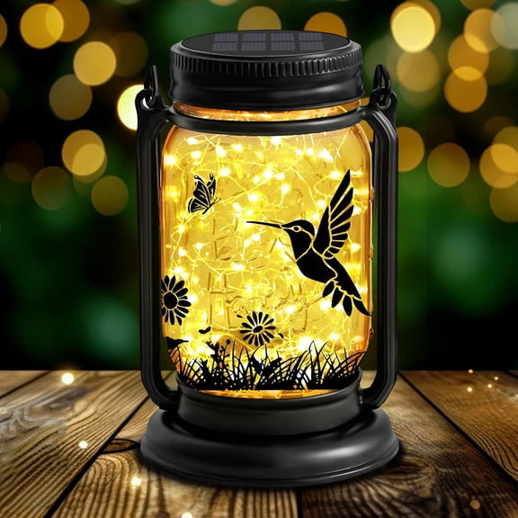 YJFWAL Hummingbird Solar Lanterns Outdoor Waterproof - Birthday, Mothers Day Gifts for Women Mom Grandma, Mason Jar Garden Lights Patio, Yard, Porch, Balcony, Decor