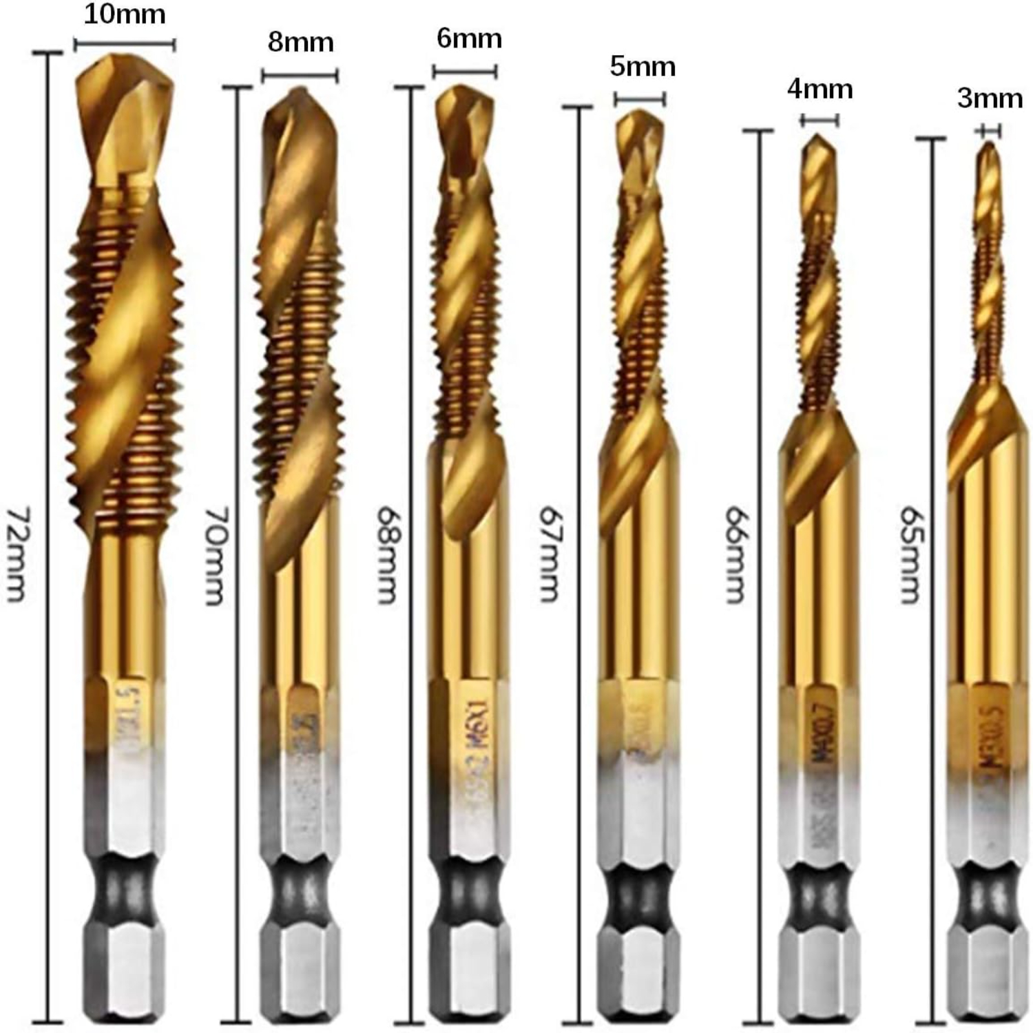 YJHBCYWM High Quality Complete 6 Pack Titanium Combination Metric Drill