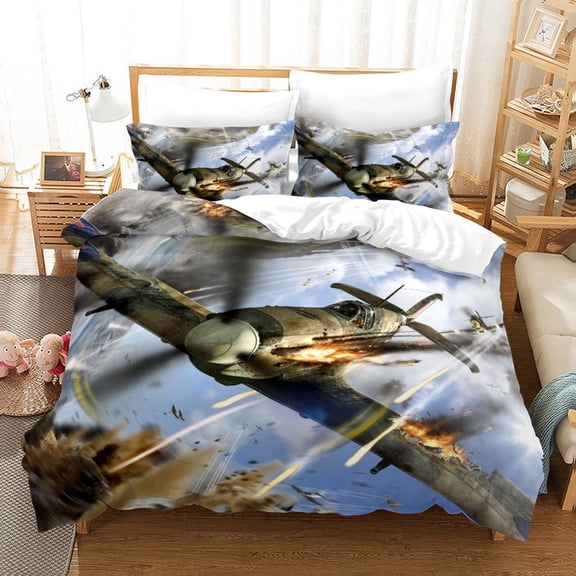 YJHDM 3D Aircraft Bedding Set King Queen Bed Duvet Cover Pillowcase 2/3pcs Luxury Microfiber Home Textiles