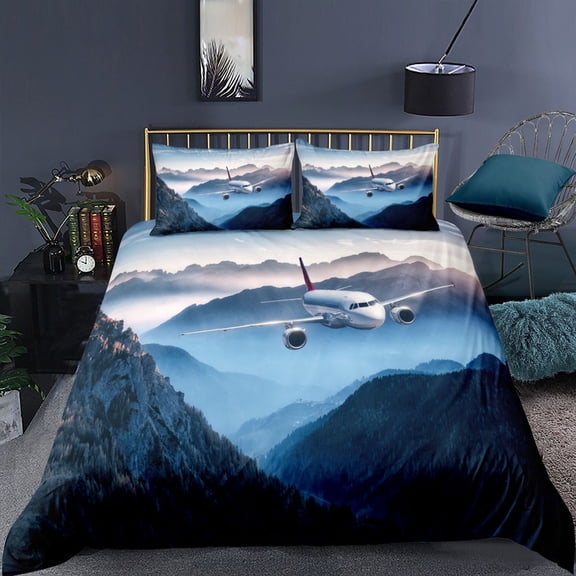 YJHDM 3D Aircraft Bedding Set King Queen Bed Duvet Cover Pillowcase 2/3pcs Luxury Microfiber Home Textiles