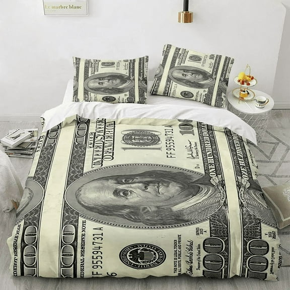 YJHDM 3D Banknote Patterned Bedding Set, 2/3 Pieces of Youth and Adult Covers and Pillowcases