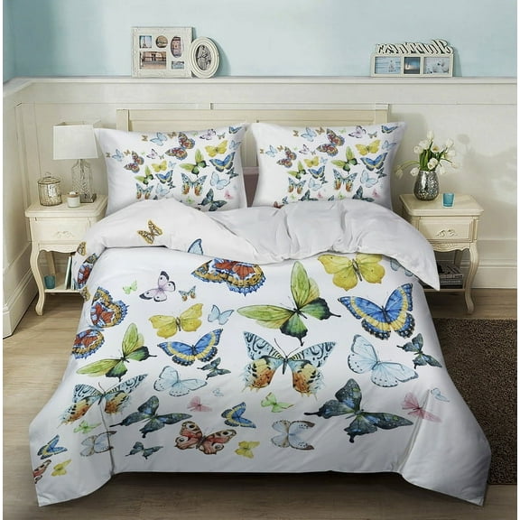 YJHDM 3D Butterfly Bedding Set King Queen Bed Down Duvet Cover Pillowcase 2/3pcs Microfiber Women's Cover