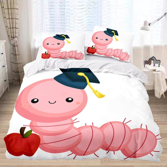 YJHDM 3D Cartoon Animal Bedding Set Kid Baby Down Duvet Cover Pillowcase 2/3pcs Kid Teens Girls Cover Gift