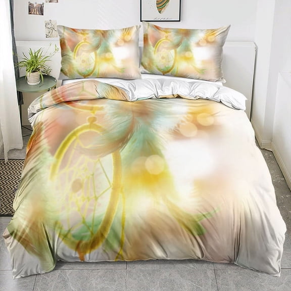 YJHDM 3D Dreamcatcher Bedding Set Feather Pattern Down Duvet Cover Pillowcase 2/3pcs King Queen Bed Cover