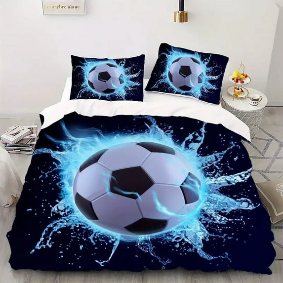 YJHDM 3D Football Printed Bedding, Men's and Youth Covers, and Pillowcases for Single Beds