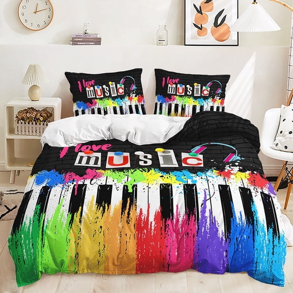 YJHDM 3D Hip Hop Bedding Set Color Duvet Cover Pillowcase 2/3pcs Luxury King Queen Bed Cover Gift