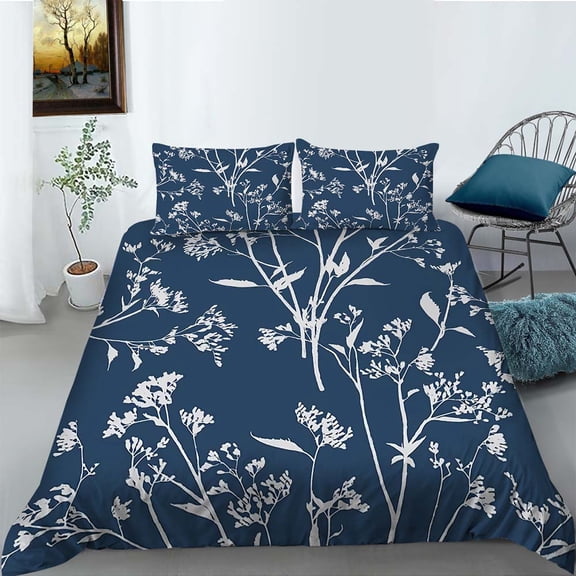 YJHDM 3D Plant Pattern Bedding Set, Youth Down Duvet Cover, Pillowcase Gift, 2/3 Pieces