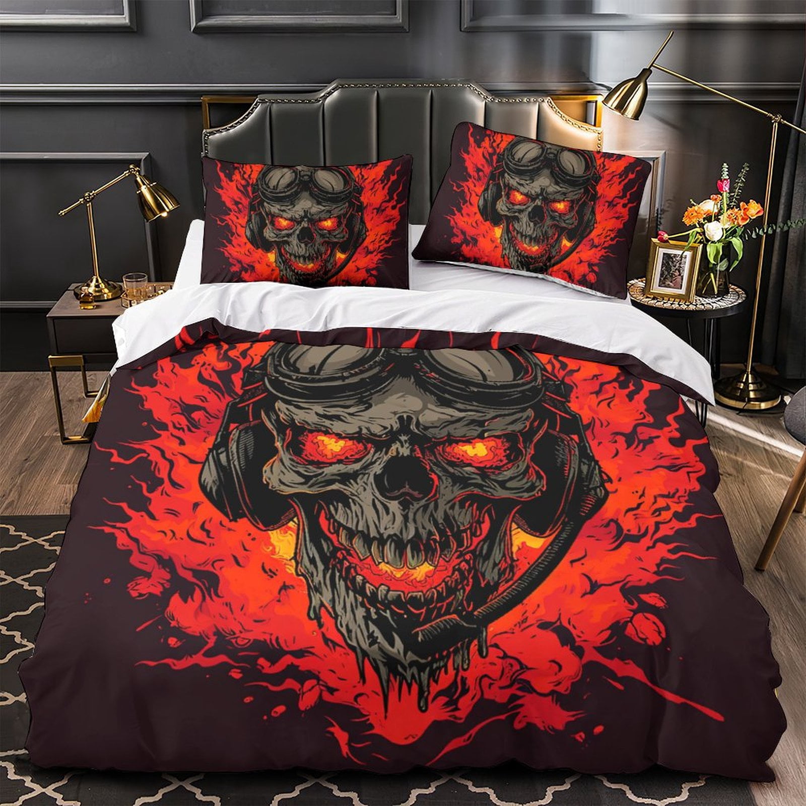 YJHDM-3D-Red-Flame-Skull- 